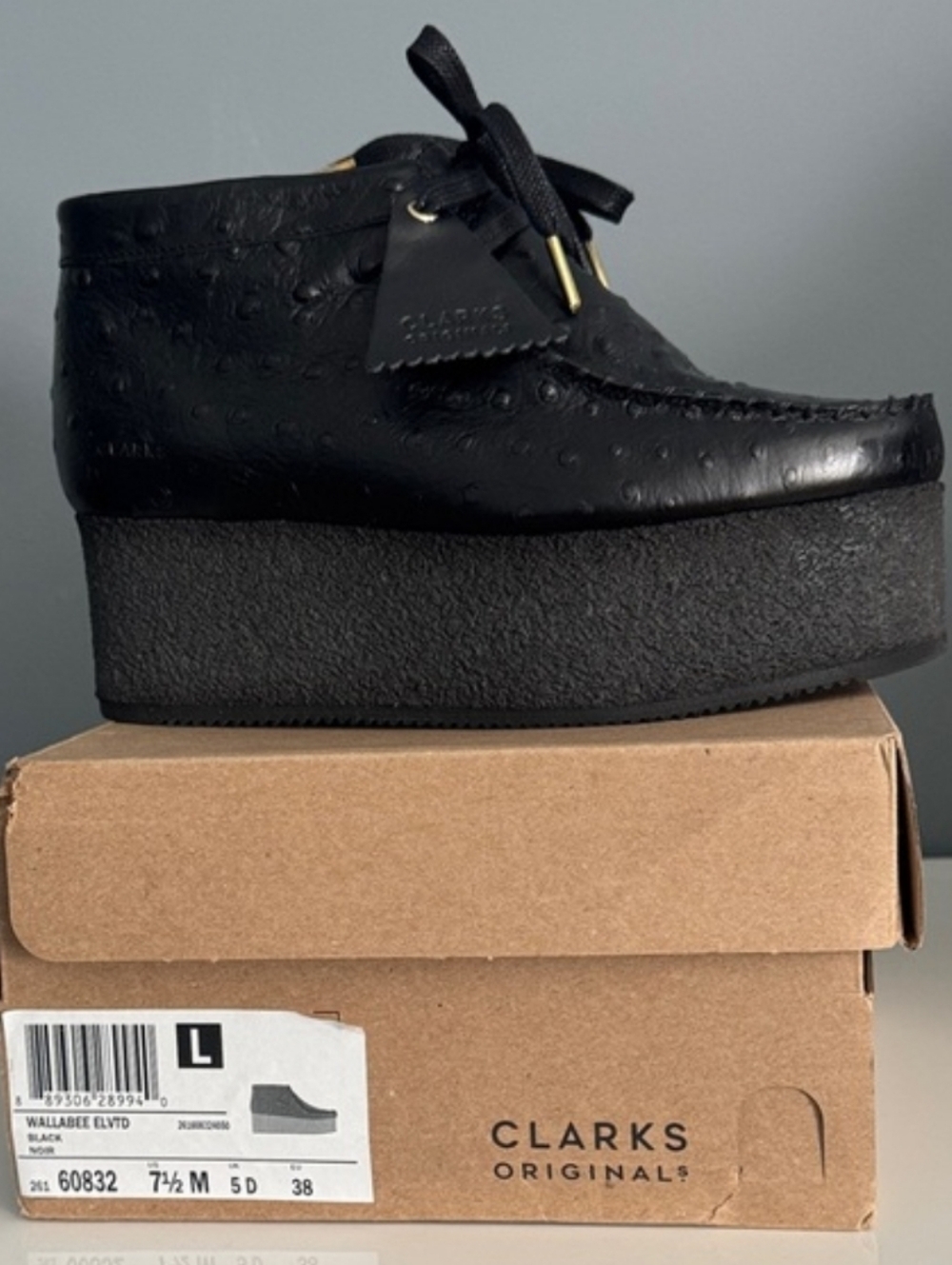Clarks Black Wallabee with Gold Accents Elvtd